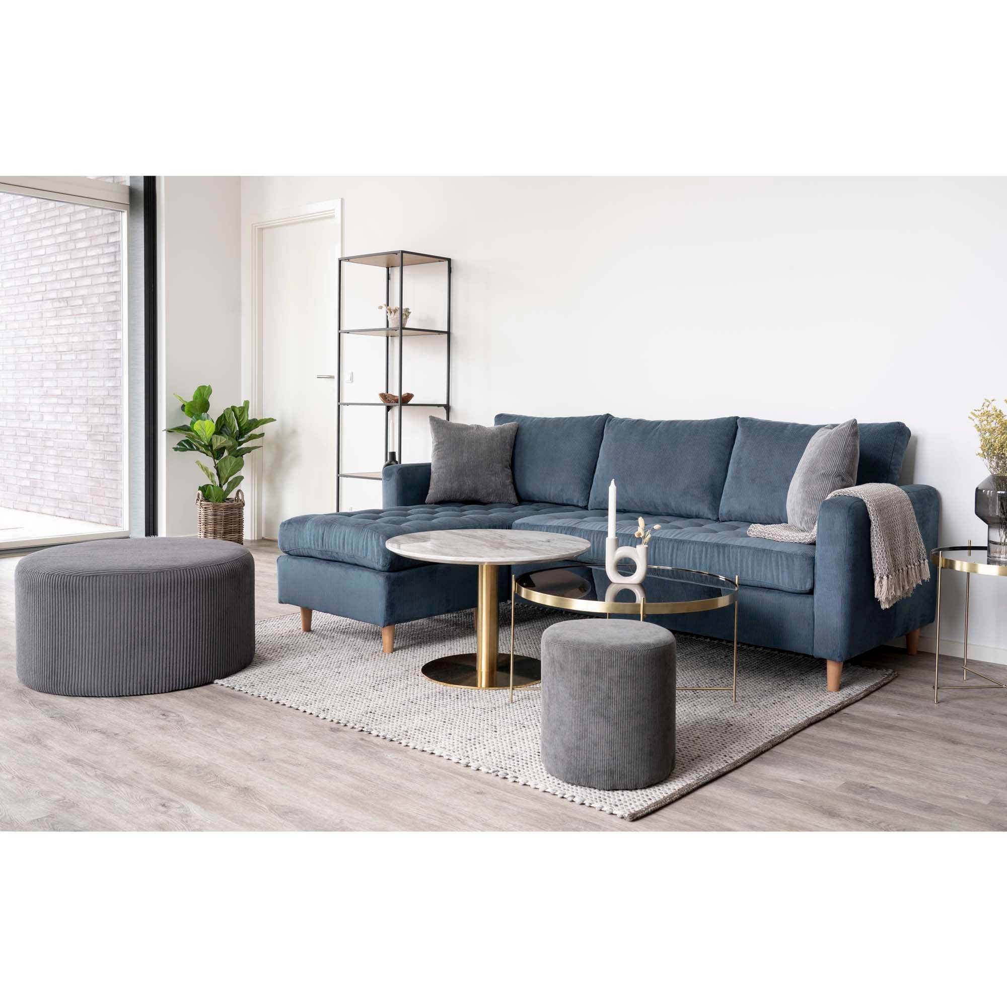 Bolzano Salontafel - Marmerlook blad, messinglook voet Ø70x45 cm
