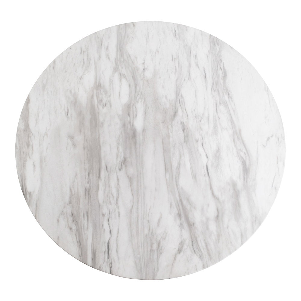 Bolzano Salontafel - Marmerlook blad, wit, zwarte voet Ø70x45 cm