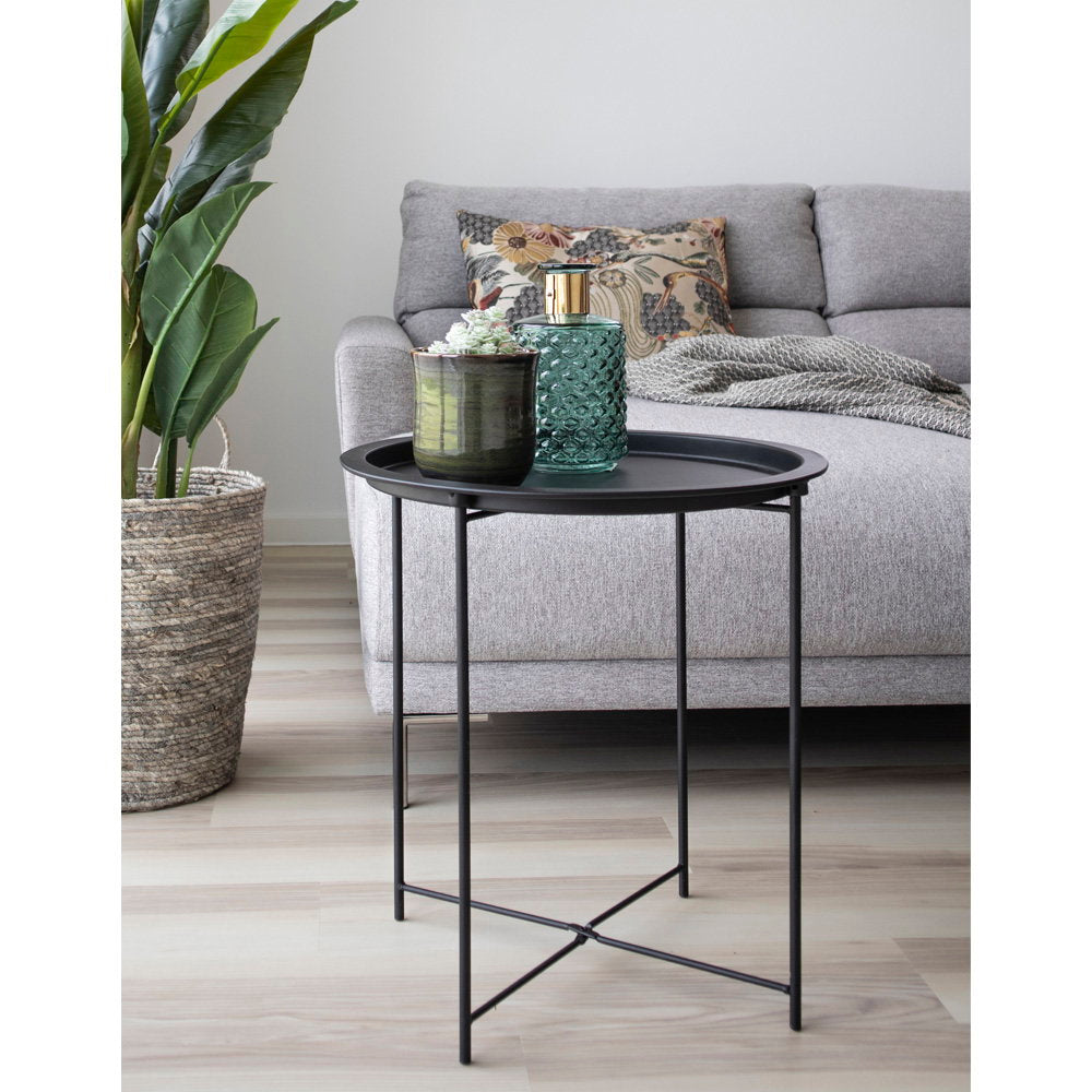 Bastia Bijzettafel - Bijzettafel van staal, zwart Ø47x50 cm