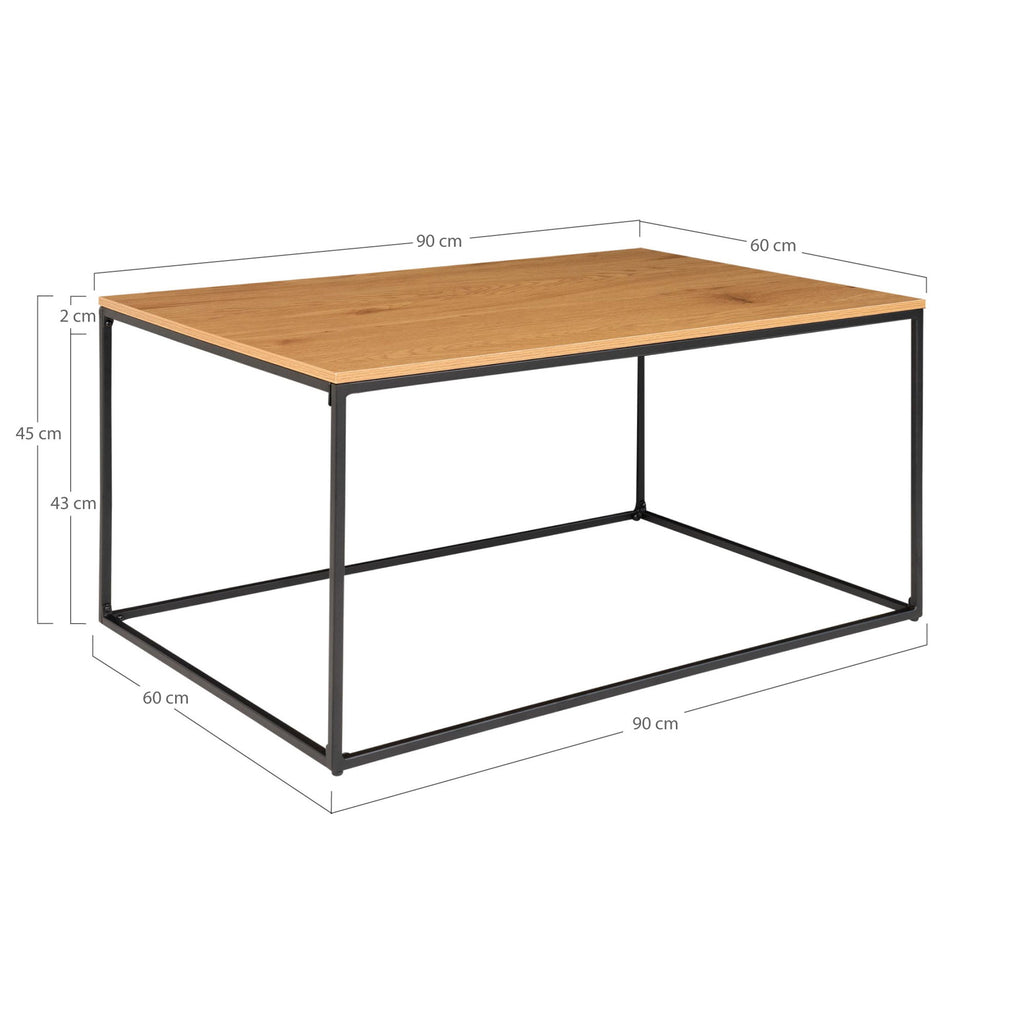Vita Salontafel - Eikenlook, zwart frame 60x90x45 cm