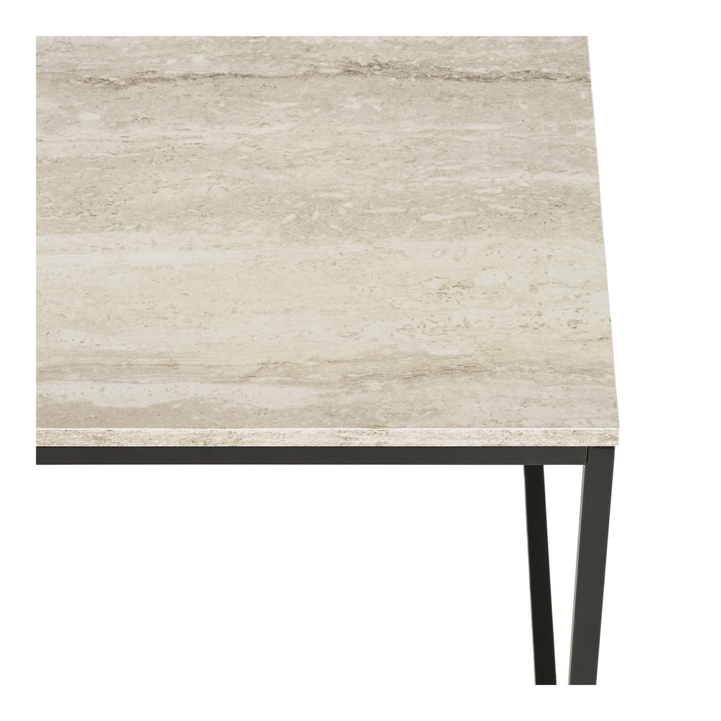 Vita Salontafel - Travertinlook, zwart frame 90x60x45 cm