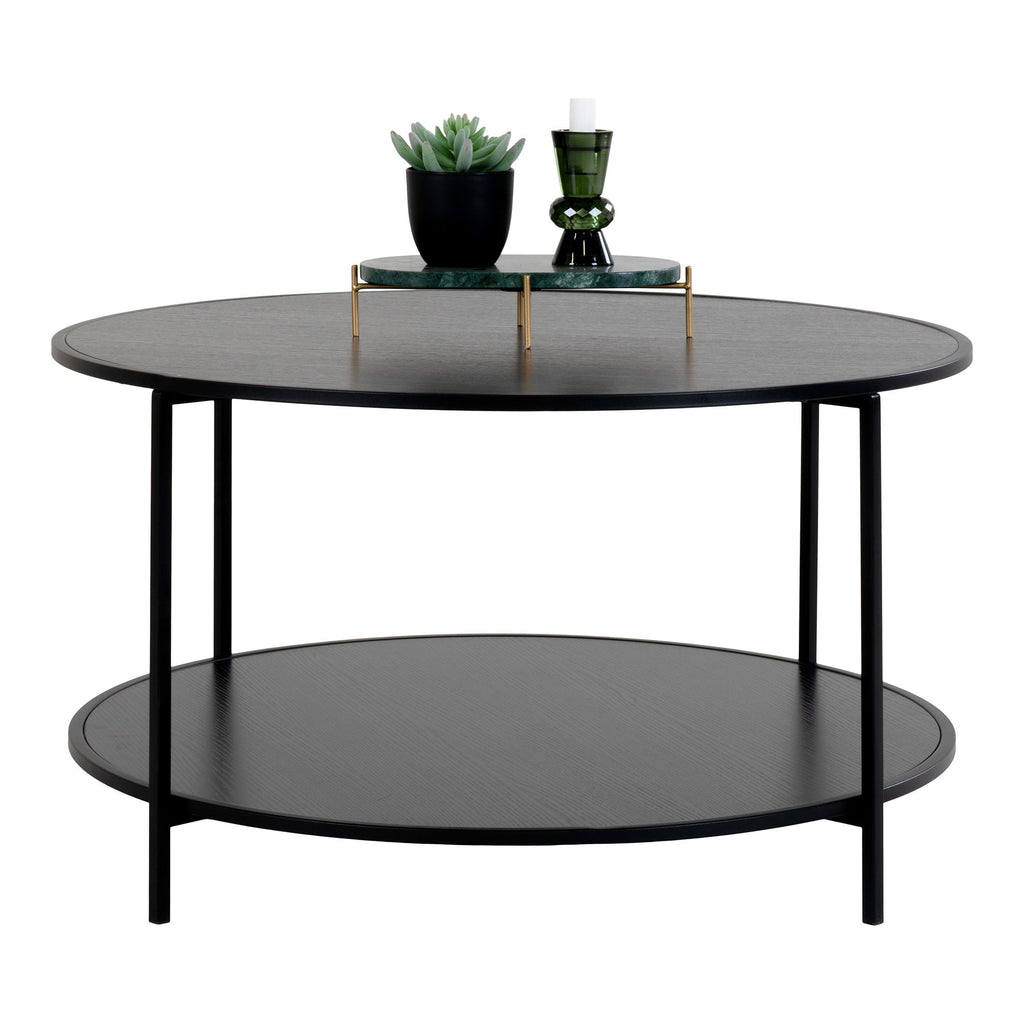 Vita Salontafel - Zwart, zwart frame Ø80x45 cm