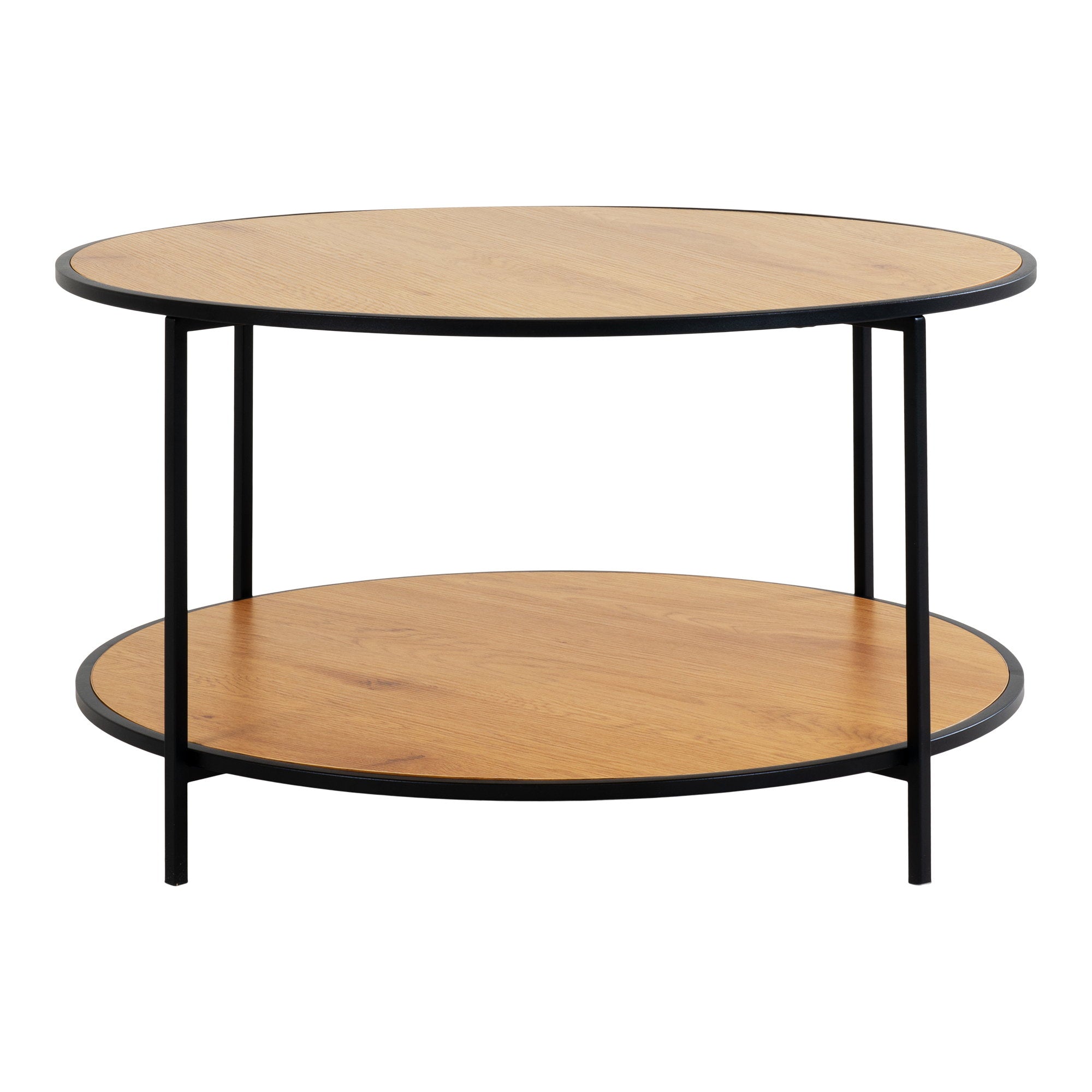 Vita Salontafel - Eikenlook, zwart frame Ø80x45 cm