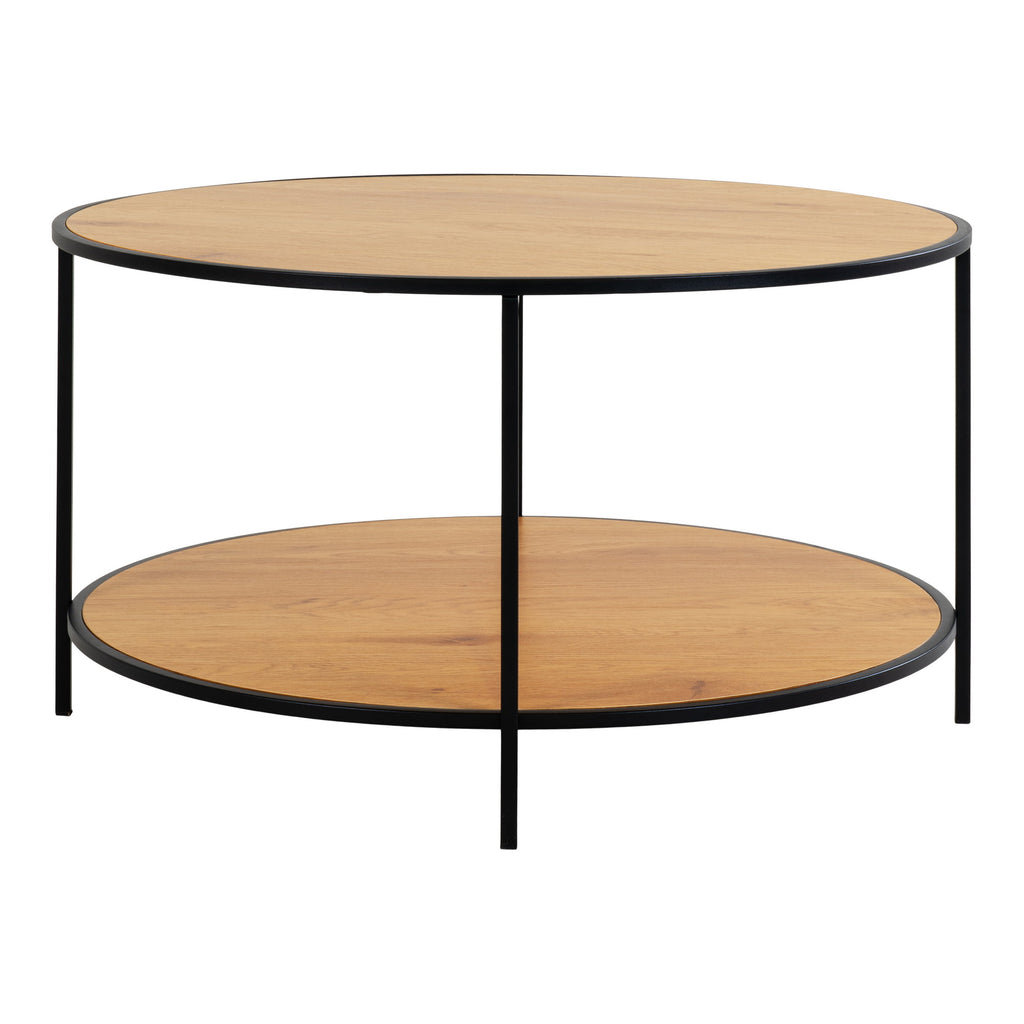 Vita Salontafel - Eikenlook, zwart frame Ø80x45 cm