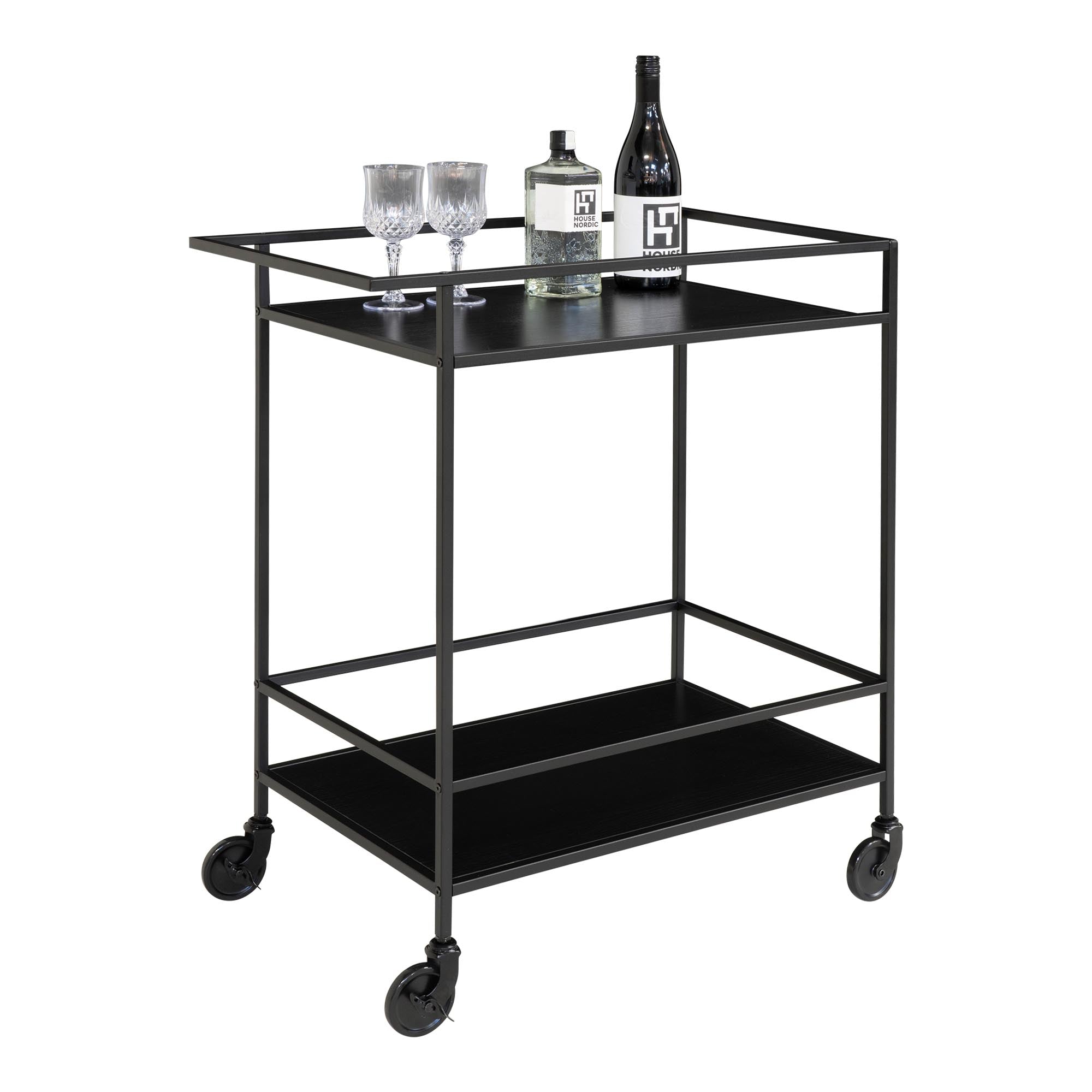 Vita Bartrolley - With 2 shelves, black, black frame 68x40x79 cm