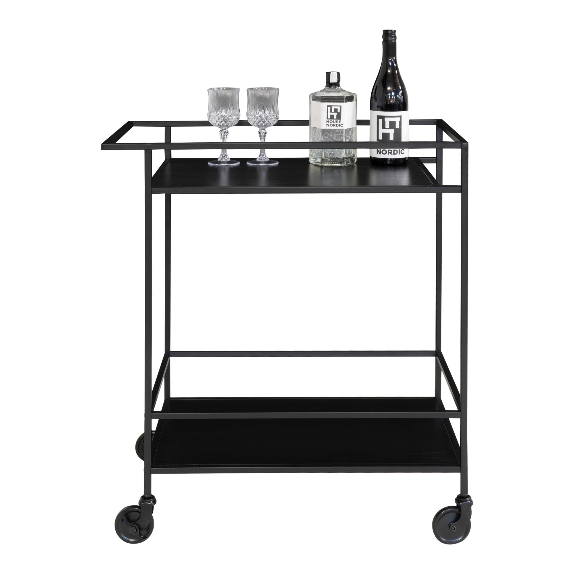Vita Bartrolley - With 2 shelves, black, black frame 68x40x79 cm