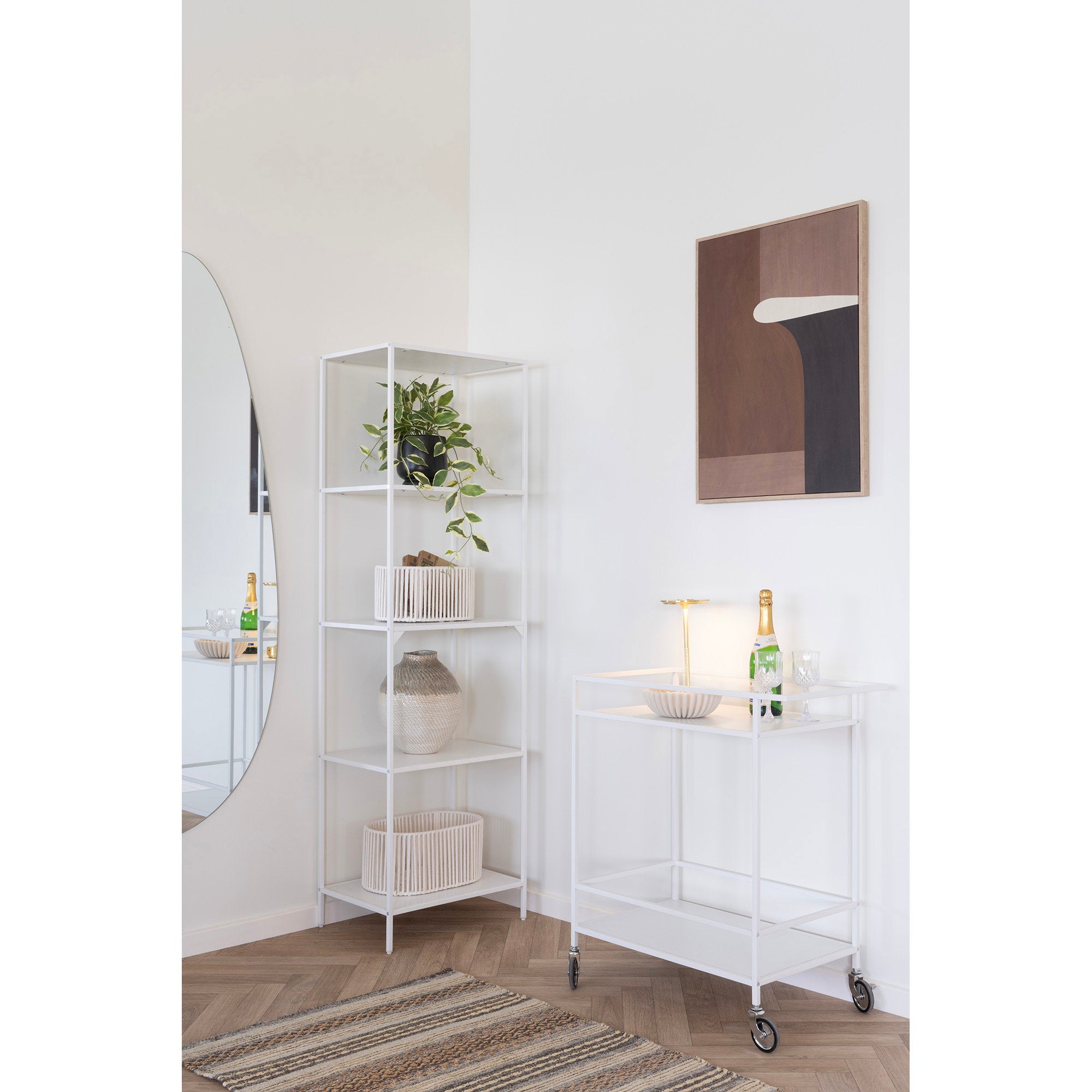 Vita Bartrolley - Met 2 witte planken, wit frame 68x40x79 cm