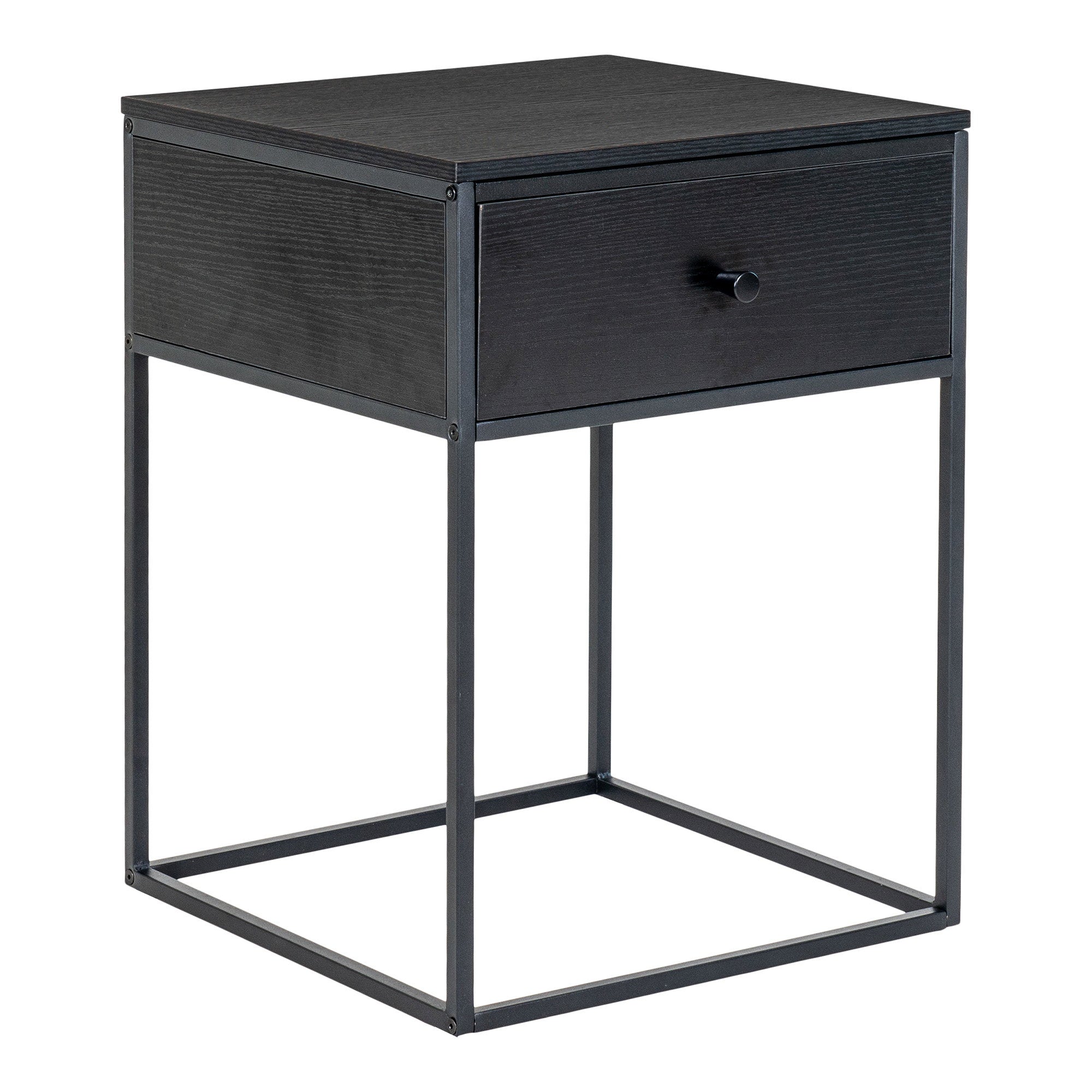 Vita Side Table - Side Table with 1 drawer, black, black frame 40x40x55 cm