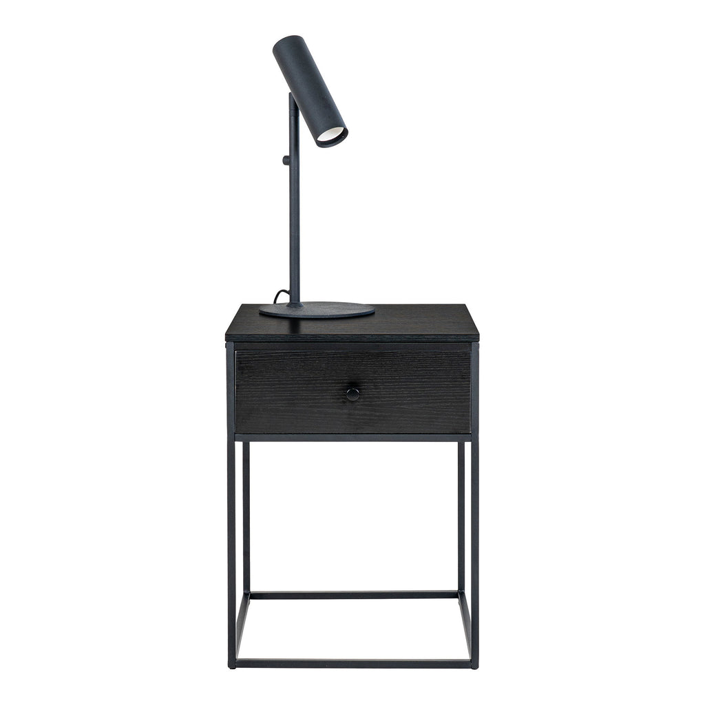 Vita Side Table - Side Table with 1 drawer, black, black frame 40x40x55 cm