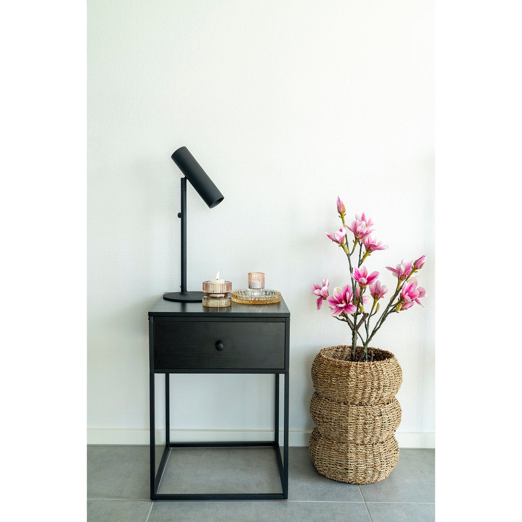 Vita Side Table - Side Table with 1 drawer, black, black frame 40x40x55 cm