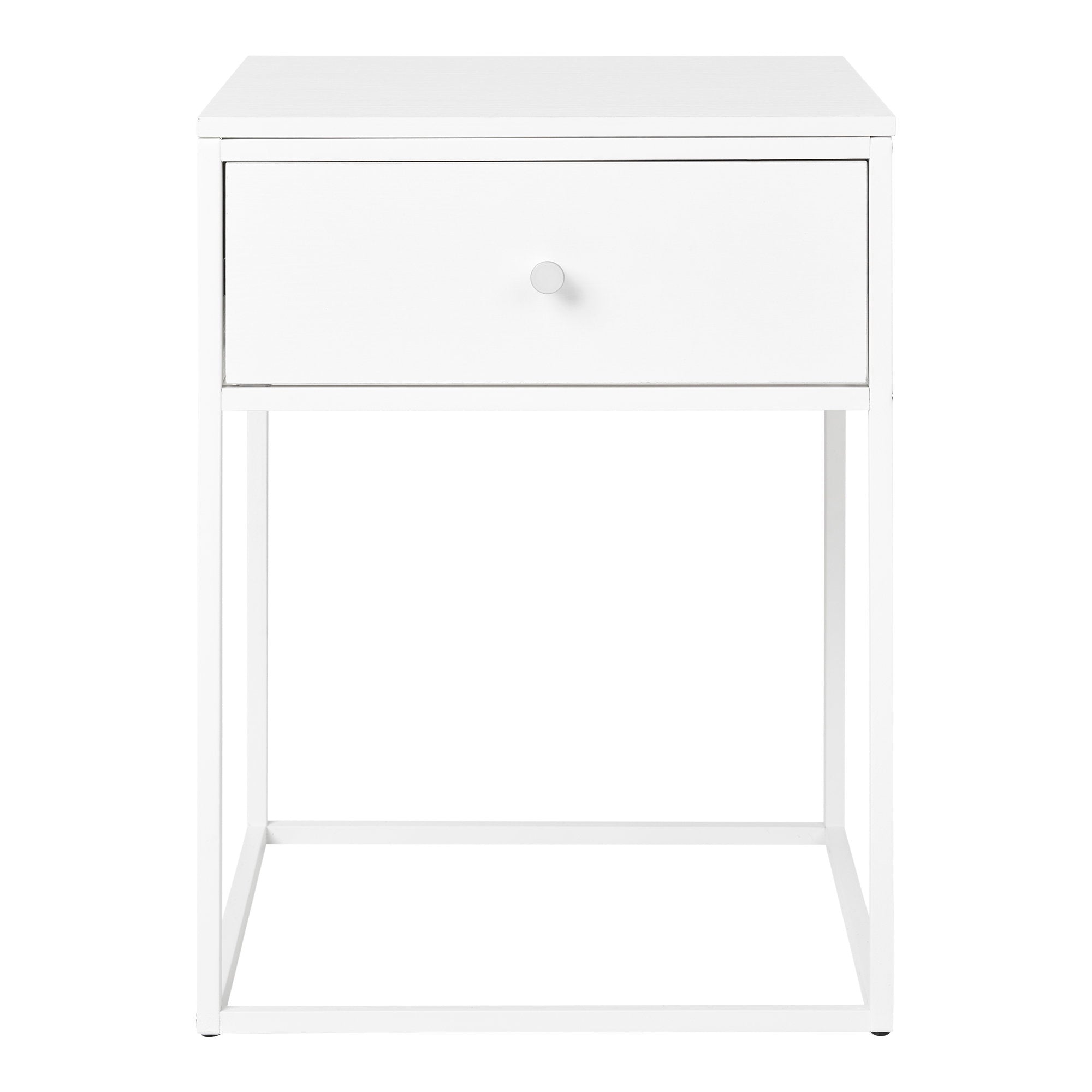 Vita Side Table - Side Table with 1 drawer, white, white frame 40x40x55 cm