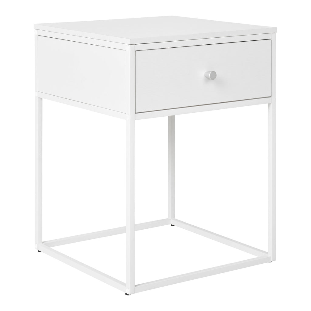 Vita Side Table - Side Table with 1 drawer, white, white frame 40x40x55 cm