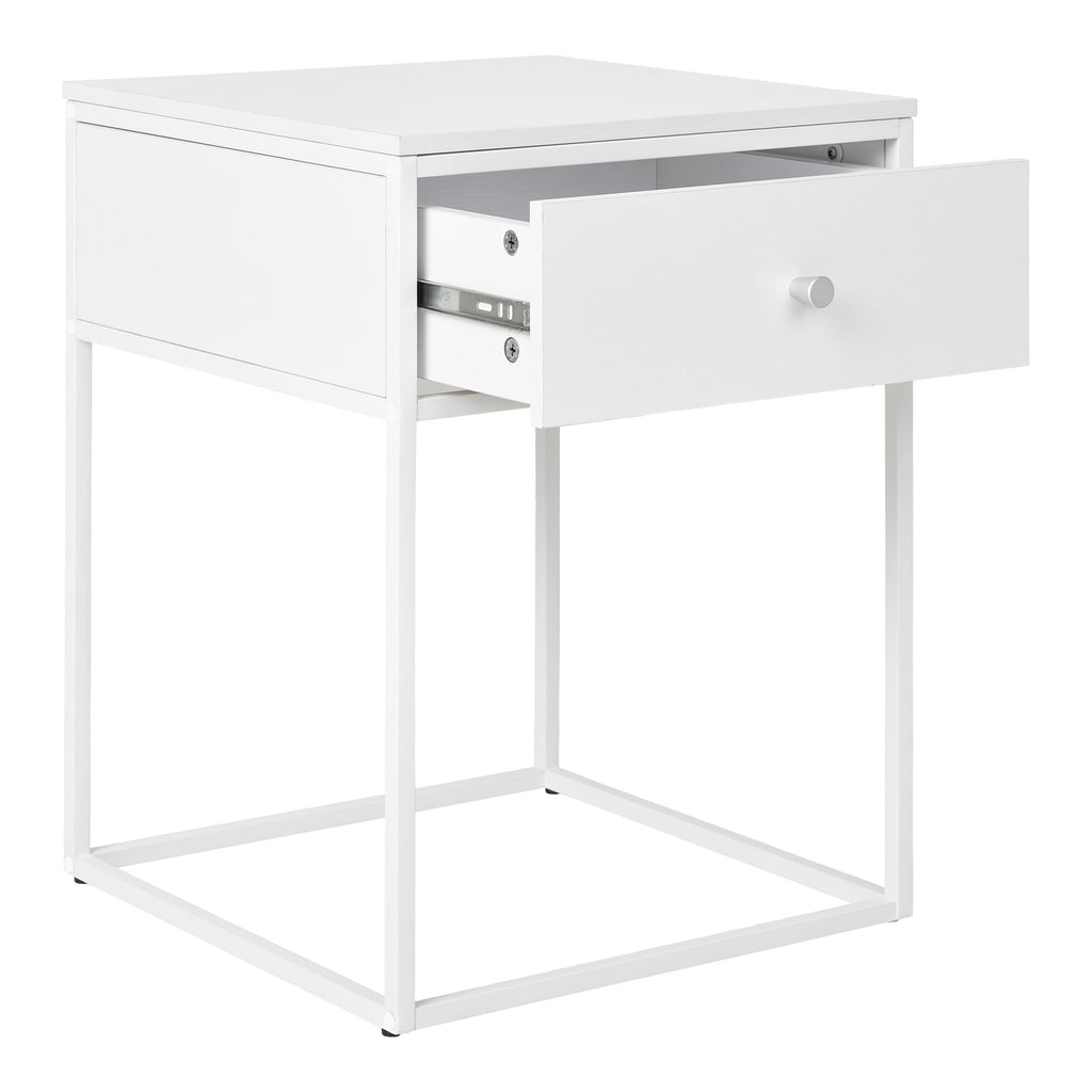Vita Side Table - Side Table with 1 drawer, white, white frame 40x40x55 cm