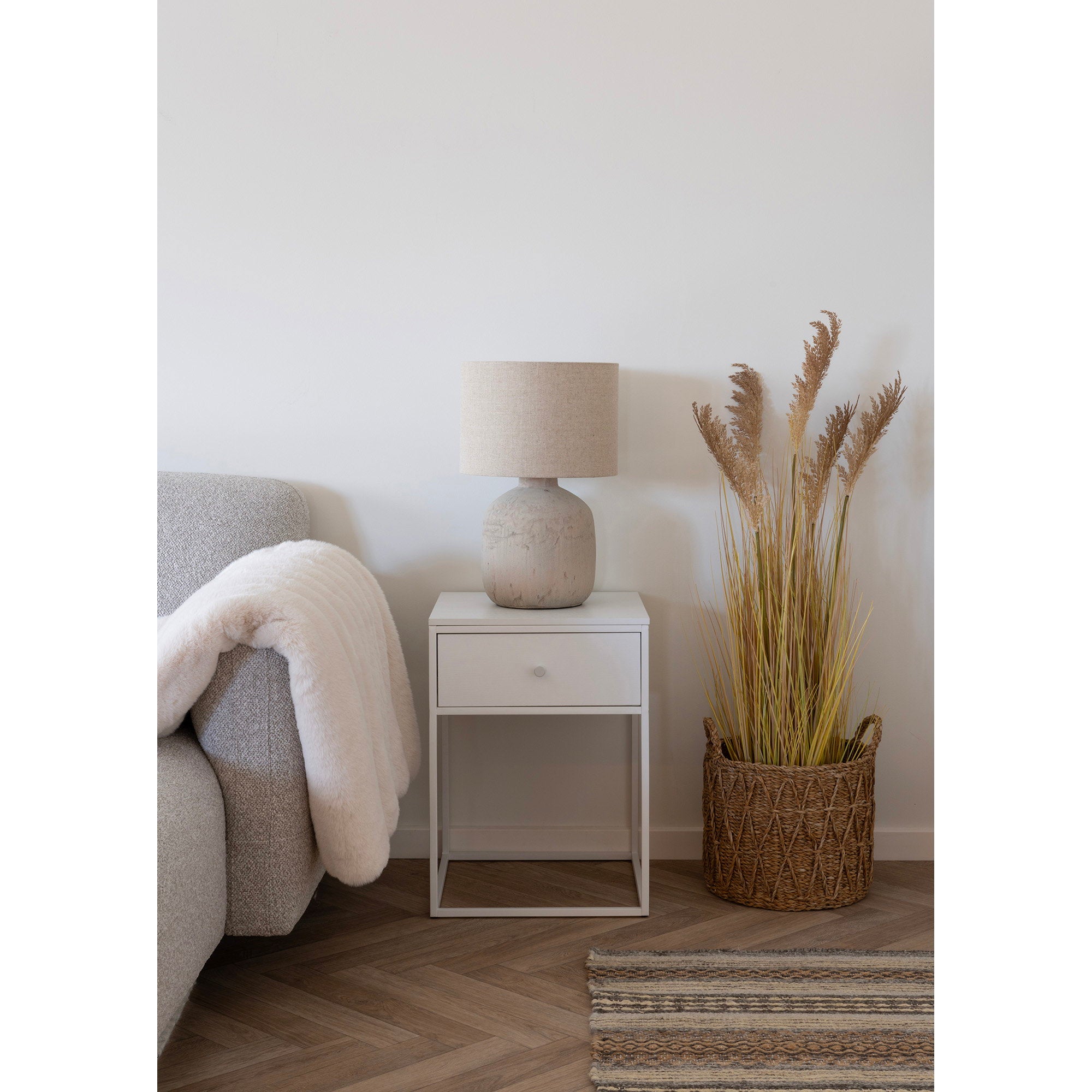 Vita Side Table - Side Table with 1 drawer, white, white frame 40x40x55 cm