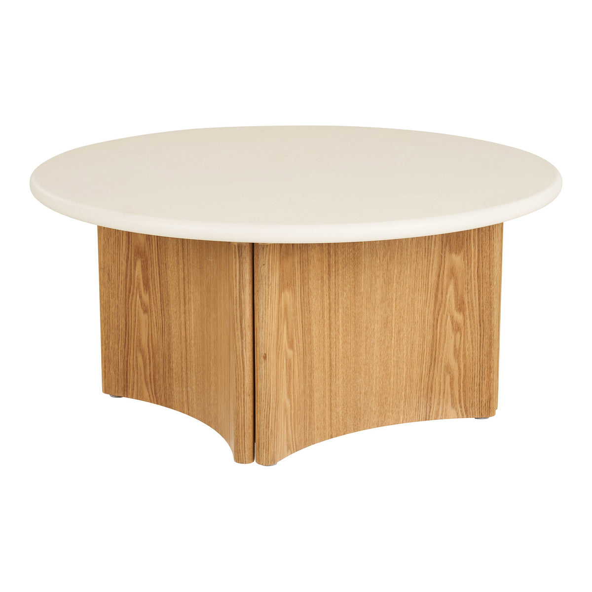 Motril Coffee Table - Coffee table, cement/ash veneer, white/natural, ø80x37 cm
