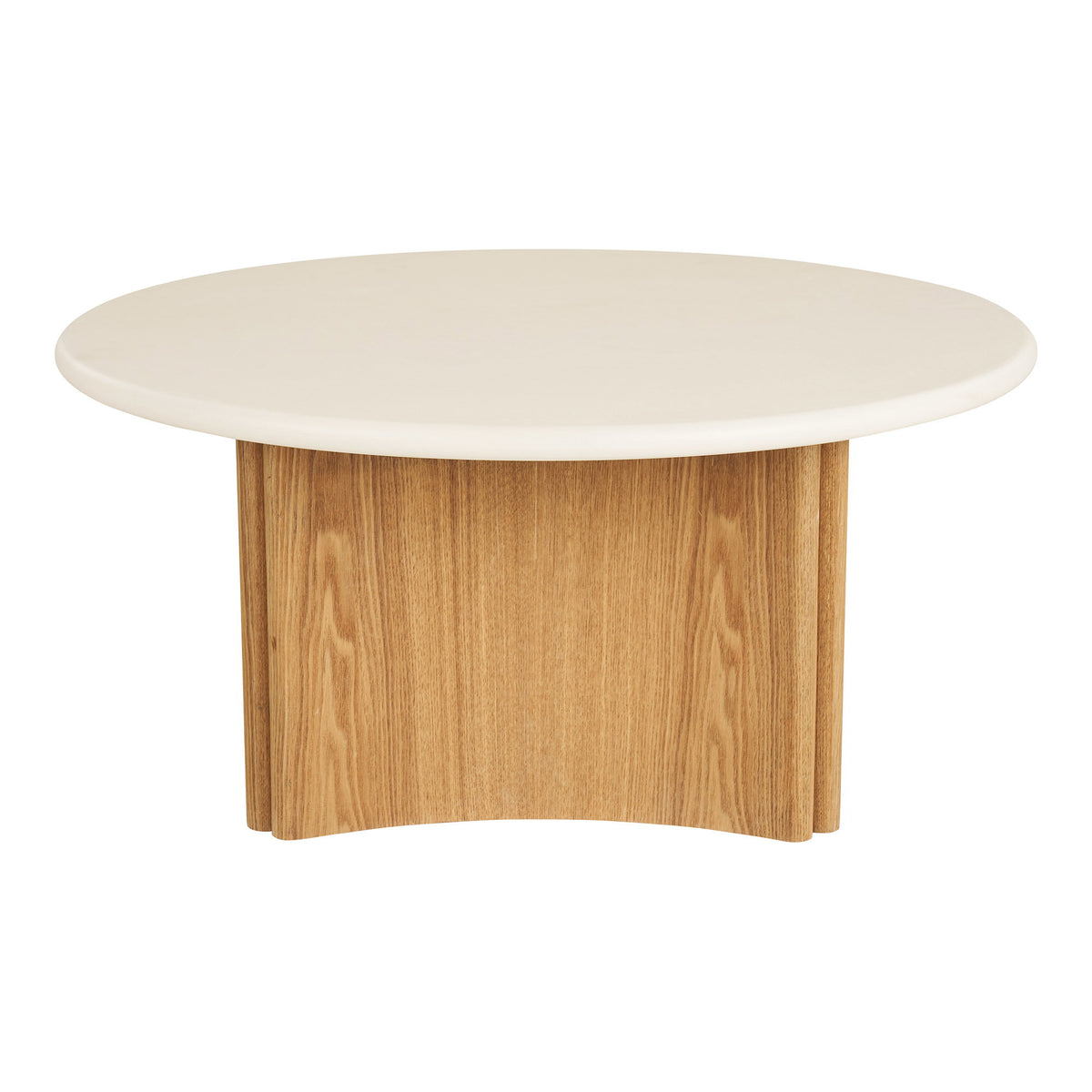 Motril Coffee Table - Coffee table, cement/ash veneer, white/natural, ø80x37 cm