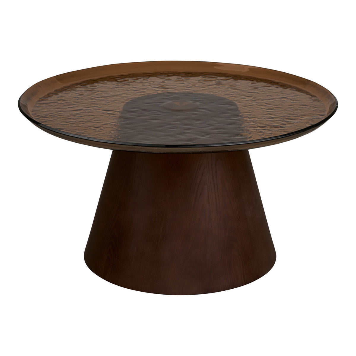 Orvieto Coffee Table - Coffee table, ash veneer/glass, brown, ø80x42 cm
