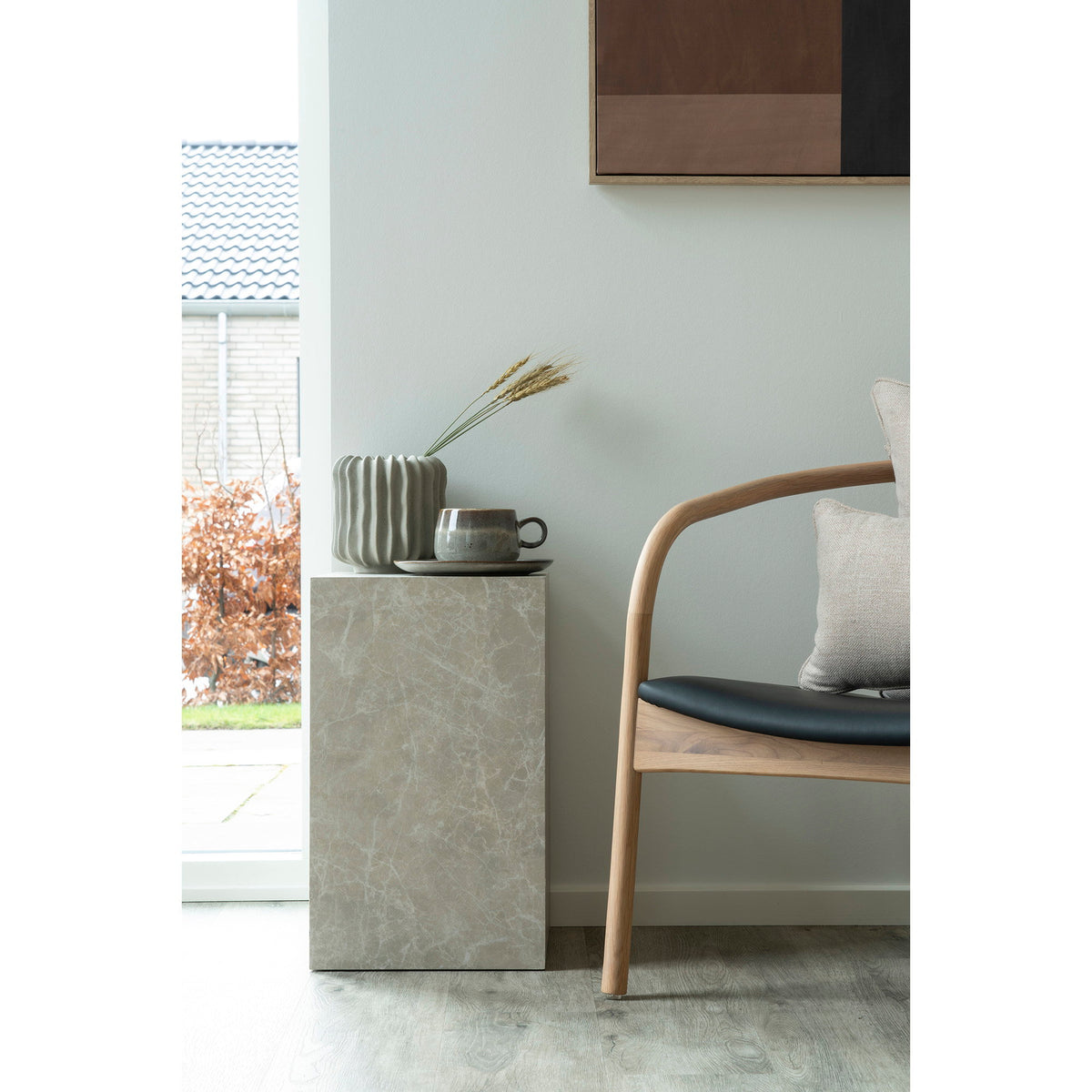 Side table Prague in marble-look beige - 30x30x50 cm