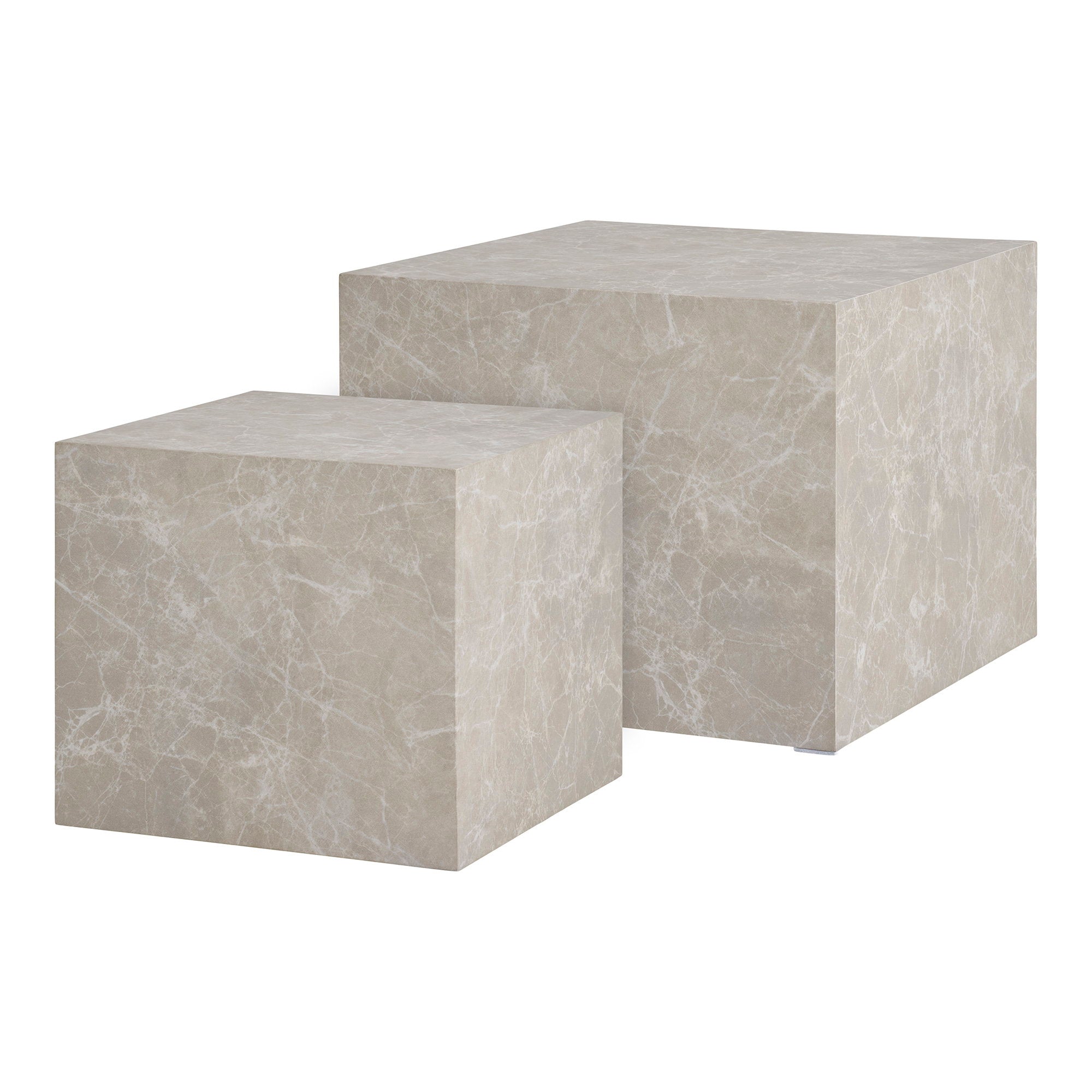 Prague Salontafel - Marmerlook, beige (set van 2)