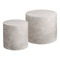Prague Salontafel - Marmerlook, rond, beige (set van 2)