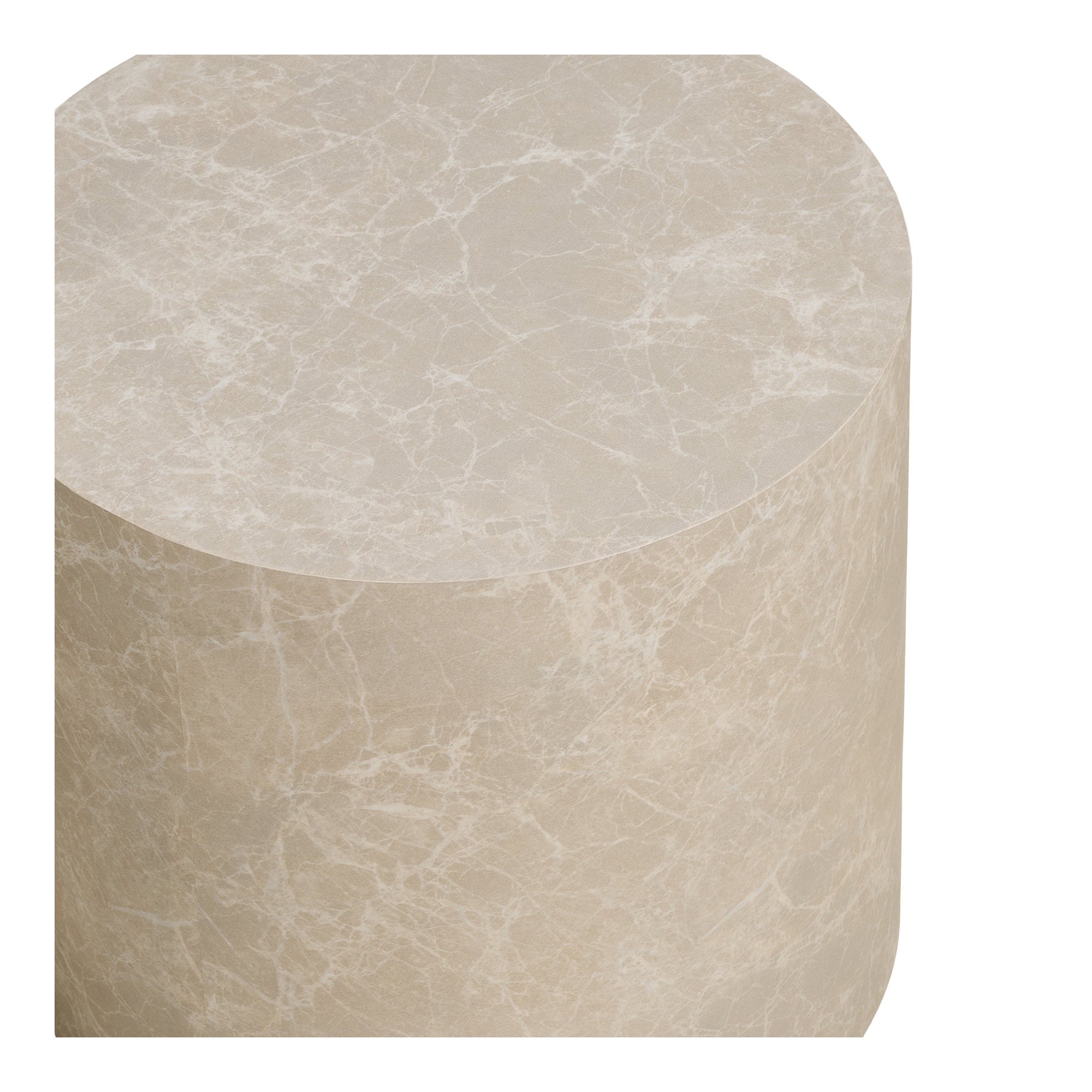Prague Salontafel - Marmerlook, rond, beige (set van 2)
