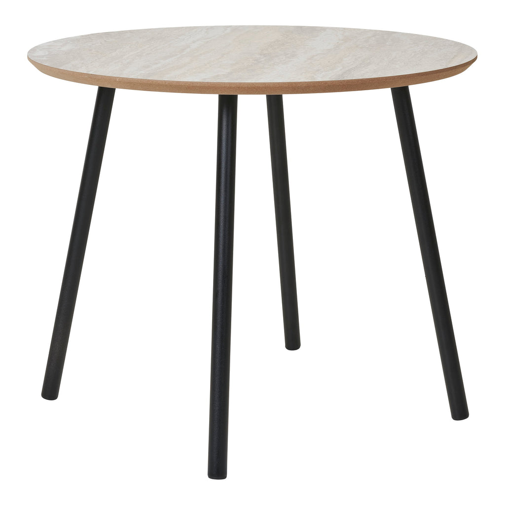 Aalst Coffee Table - Travertine look, black legs Ø55x45 cm