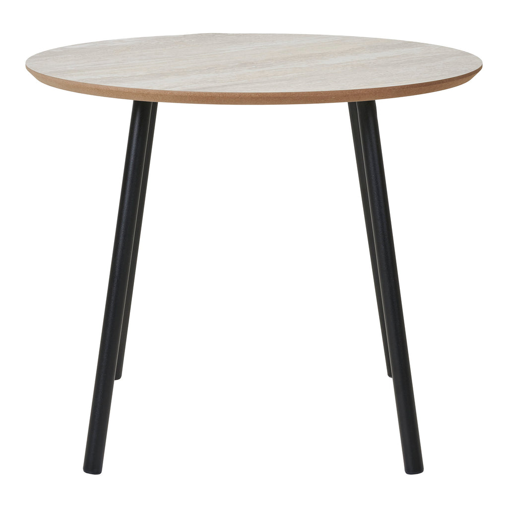 Aalst Coffee Table - Travertine look, black legs Ø55x45 cm