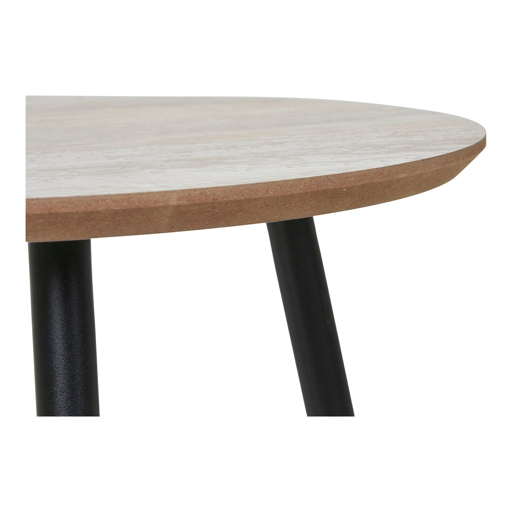 Aalst Side Table - Side table, travertine look, black legs Ø40x40 cm