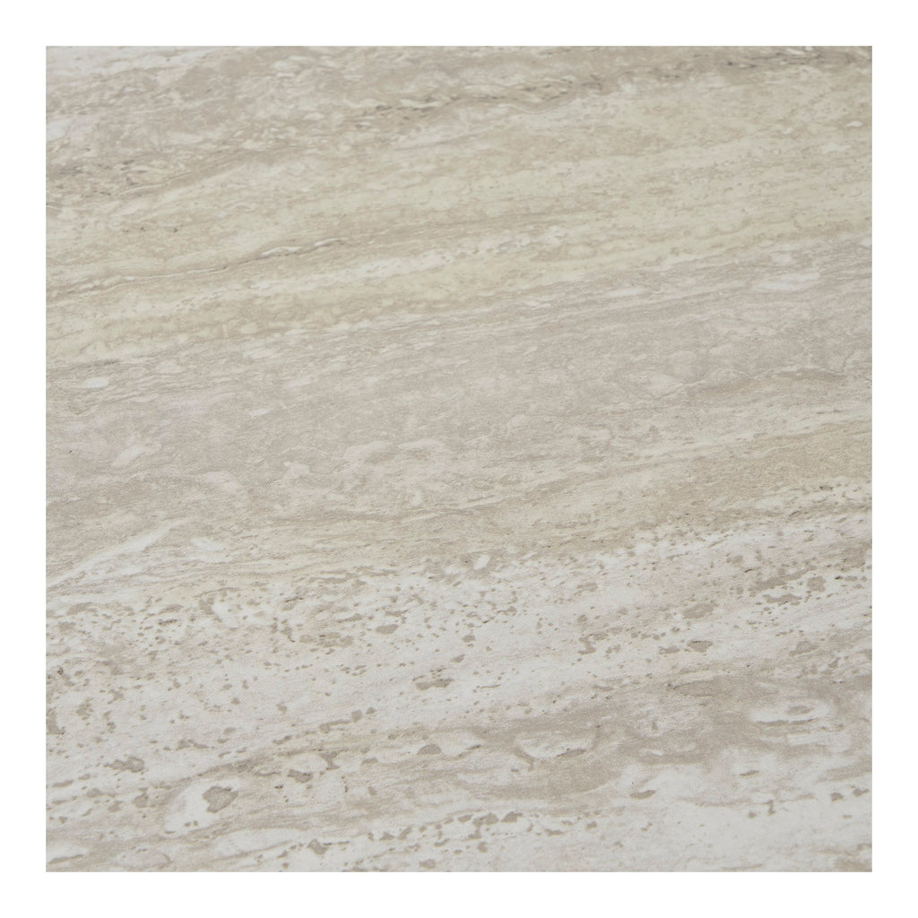 Aalst Side Table - Side table, travertine look, black legs Ø40x40 cm