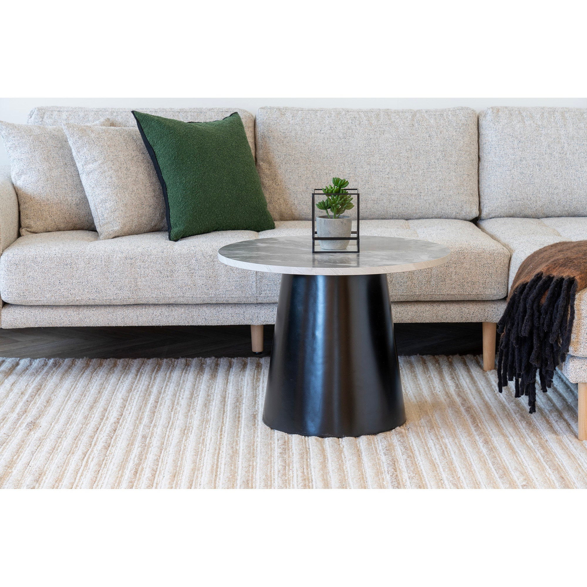 Brito Salontafel - Marmerlook, grijs/zwart Ø60x45 cm