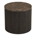 Rota Side Table - Side table, marble look, dark brown Ø45x40 cm