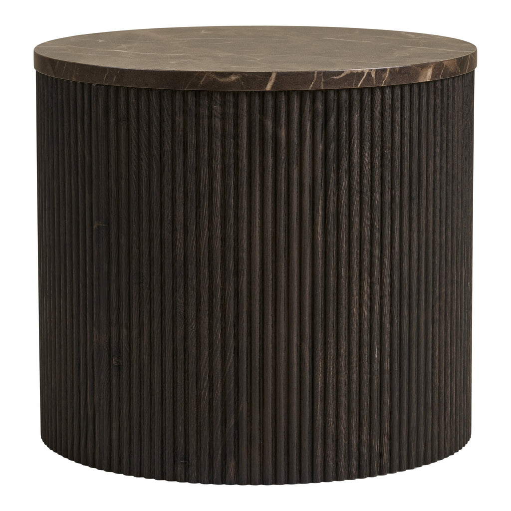Rota Side Table - Side table, marble look, dark brown Ø45x40 cm