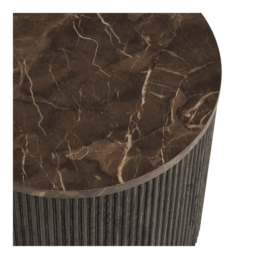 Rota Side Table - Side table, marble look, dark brown Ø45x40 cm