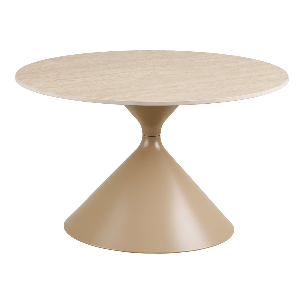 Annecy Salontafel - Keramisch blad/staal, travertin/zandkleurig Ø70x41 cm
