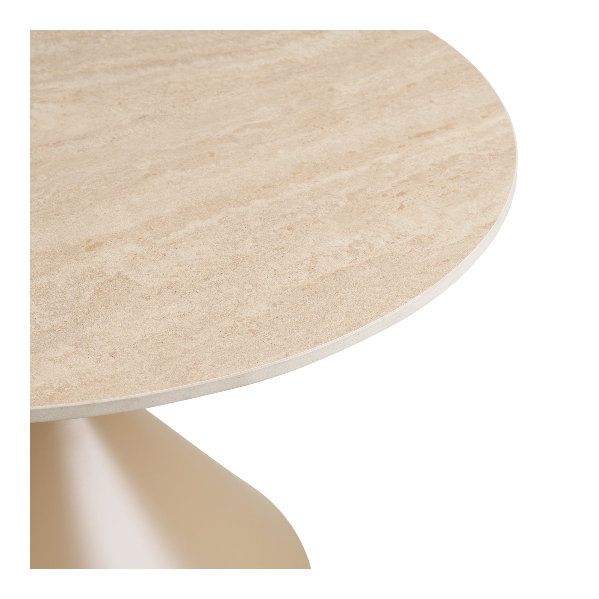 Annecy Salontafel - Keramisch blad/staal, travertin/zandkleurig Ø70x41 cm