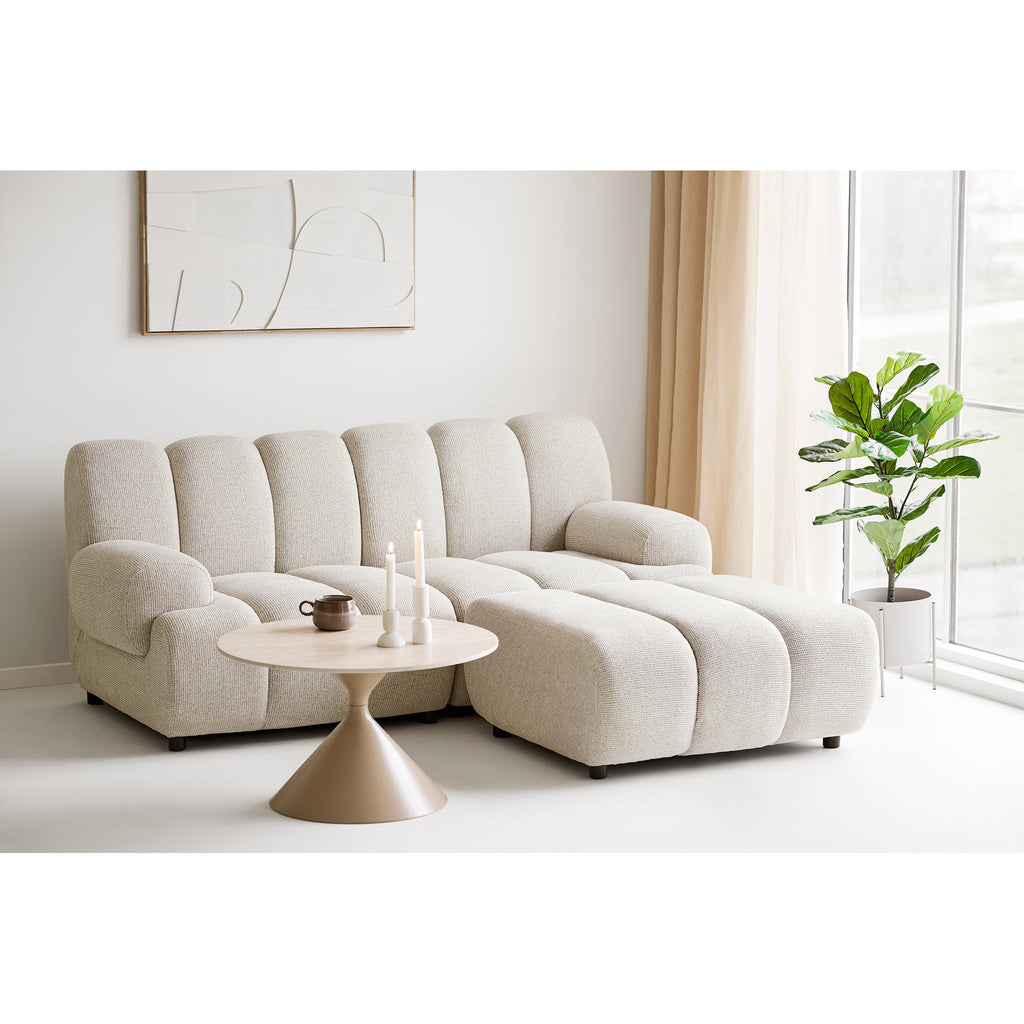 Annecy Salontafel - Keramisch blad/staal, travertin/zandkleurig Ø70x41 cm
