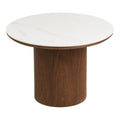 Noli Salontafel - Keramisch blad/essenfineer, wit/donkerbruin Ø60x42 cm