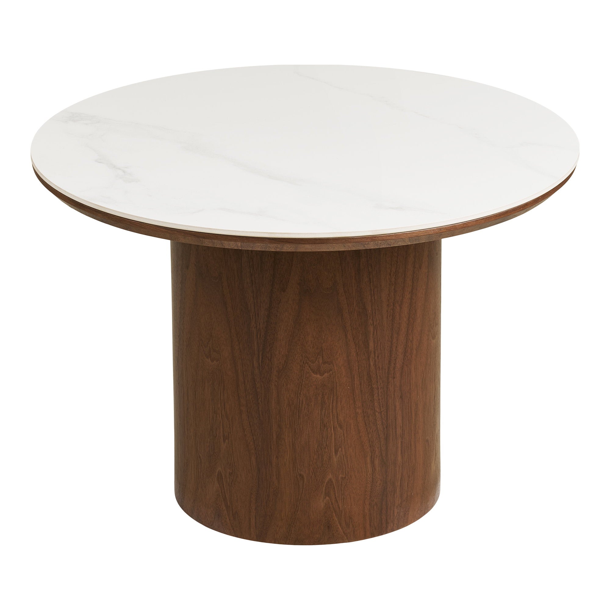Noli Salontafel - Keramisch blad/essenfineer, wit/donkerbruin Ø60x42 cm