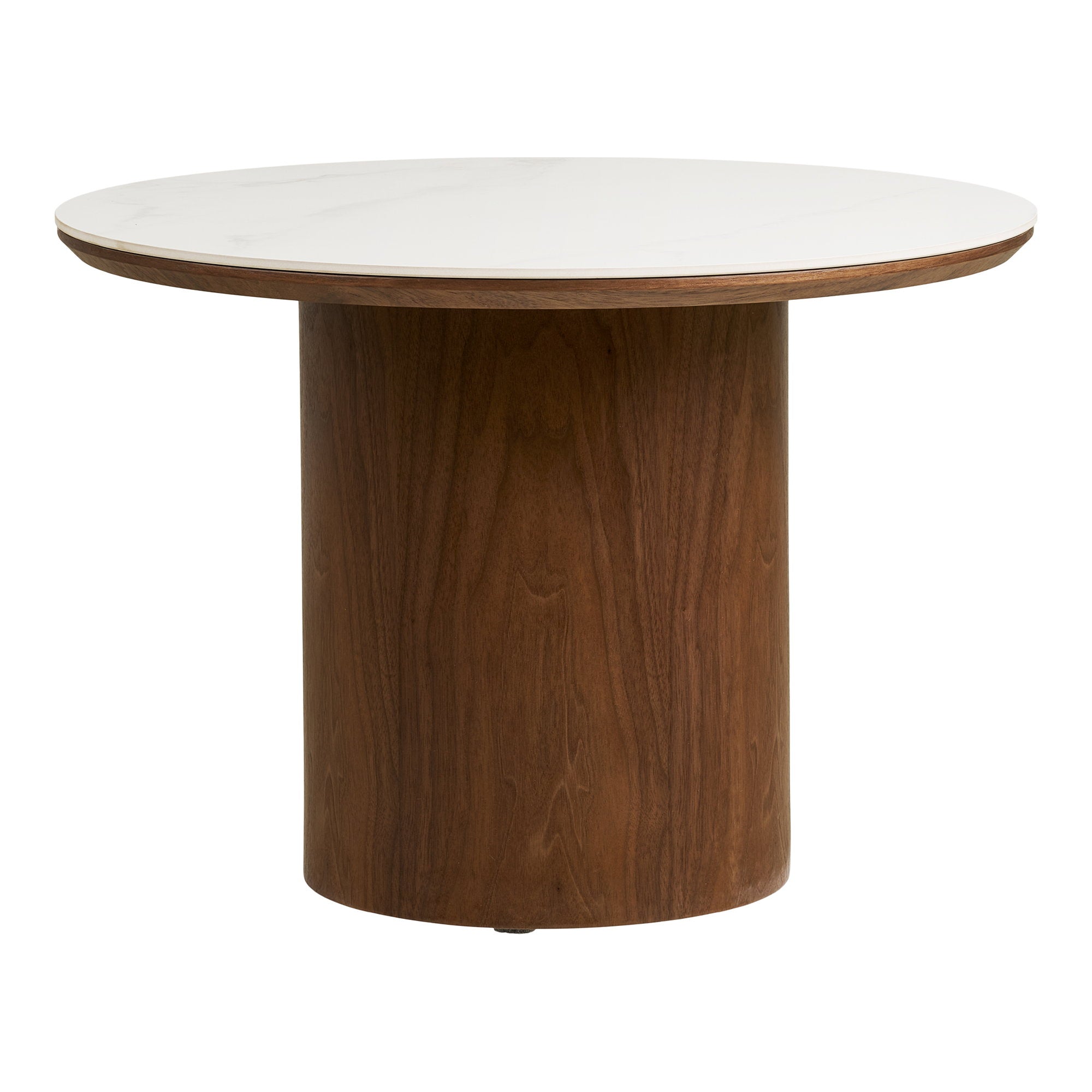 Noli Salontafel - Keramisch blad/essenfineer, wit/donkerbruin Ø60x42 cm