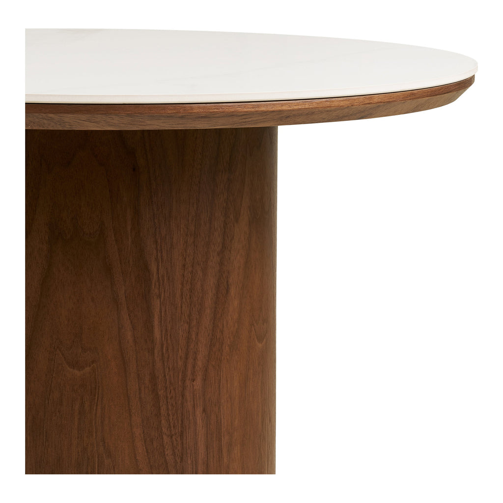 Noli Salontafel - Keramisch blad/essenfineer, wit/donkerbruin Ø60x42 cm
