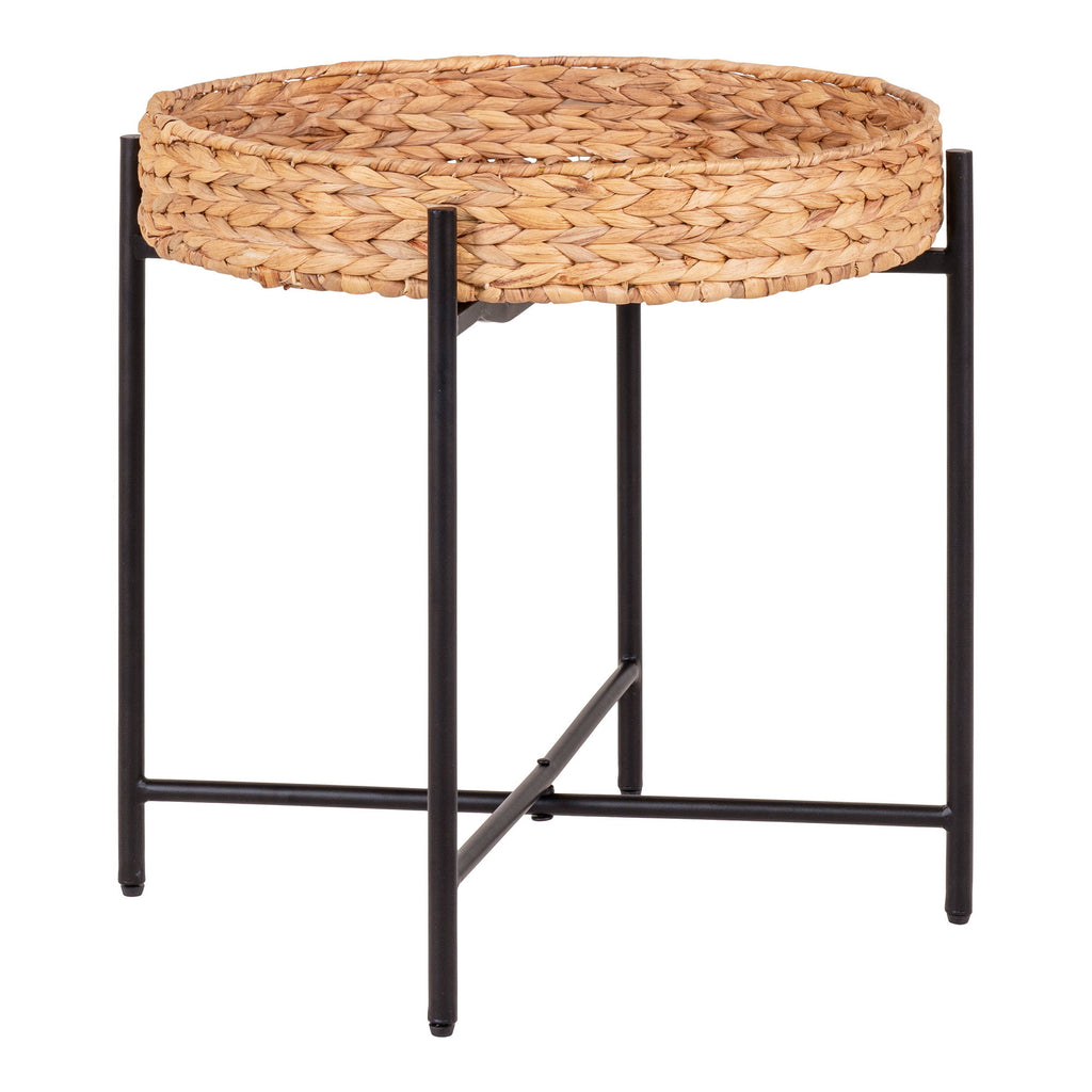 Naro Bijzettafel - Bijzettafel, metaal en waterhyacint Ø50x48,5 cm