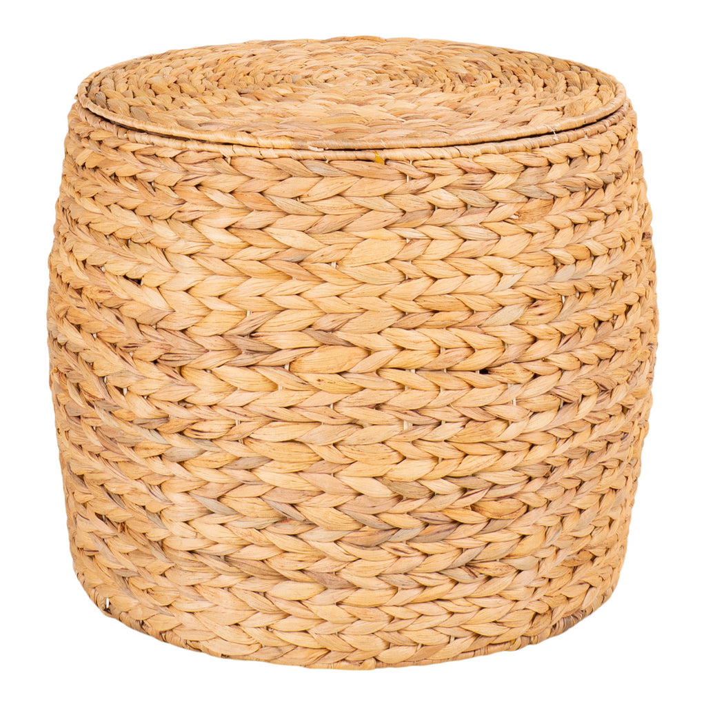 Delia Bijzettafel - Bijzettafel met opbergruimte, waterhyacint, naturel Ø43x34 cm