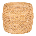 Delia Bijzettafel - Bijzettafel met opbergruimte, waterhyacint, naturel Ø43x34 cm