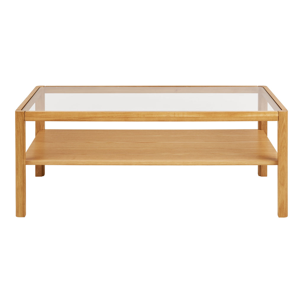 Lourmarin Salontafel - Eikenhout/eikenfineer/gehard glas, naturel 110x60x45 cm