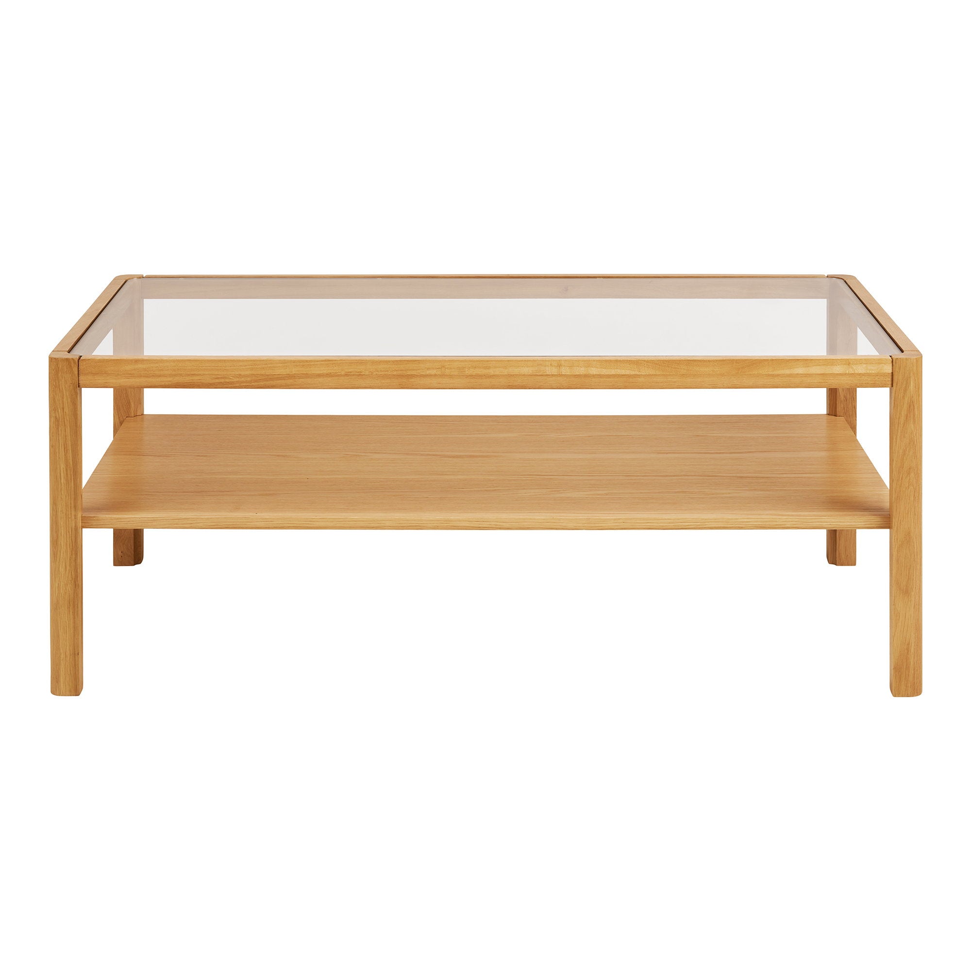 Lourmarin Salontafel - Eikenhout/eikenfineer/gehard glas, naturel 110x60x45 cm