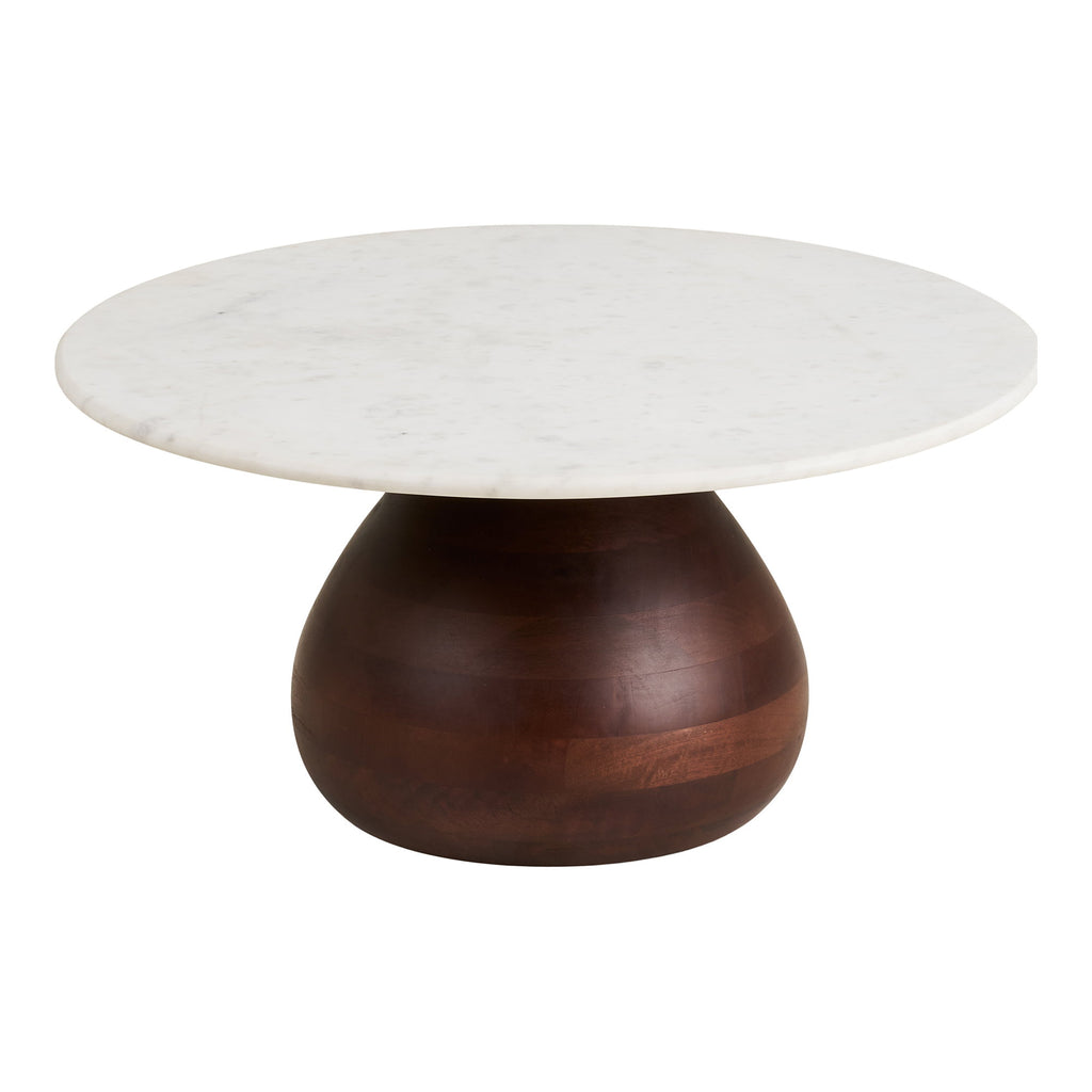 Heide Salontafel - Mangohout/marmer, donkerbruin/wit Ø70x35 cm
