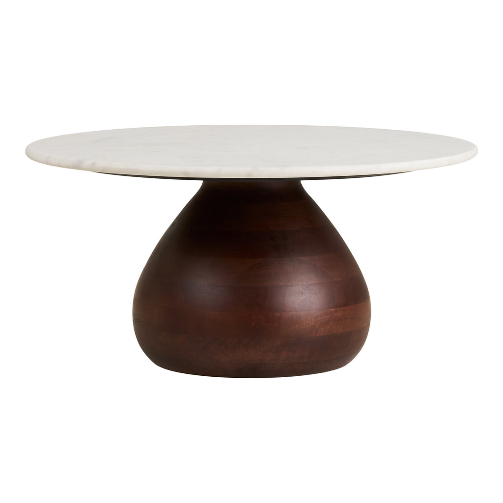 Heide Salontafel - Mangohout/marmer, donkerbruin/wit Ø70x35 cm