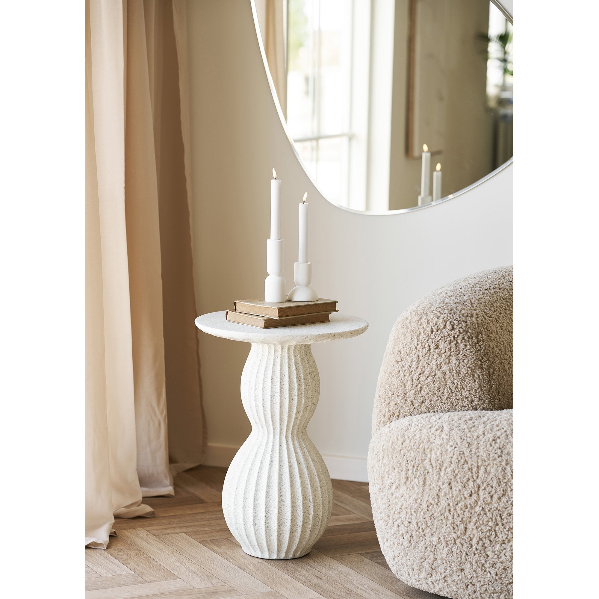 Newtown Side Table - Side table, fiberclay, white Ø40x55 cm