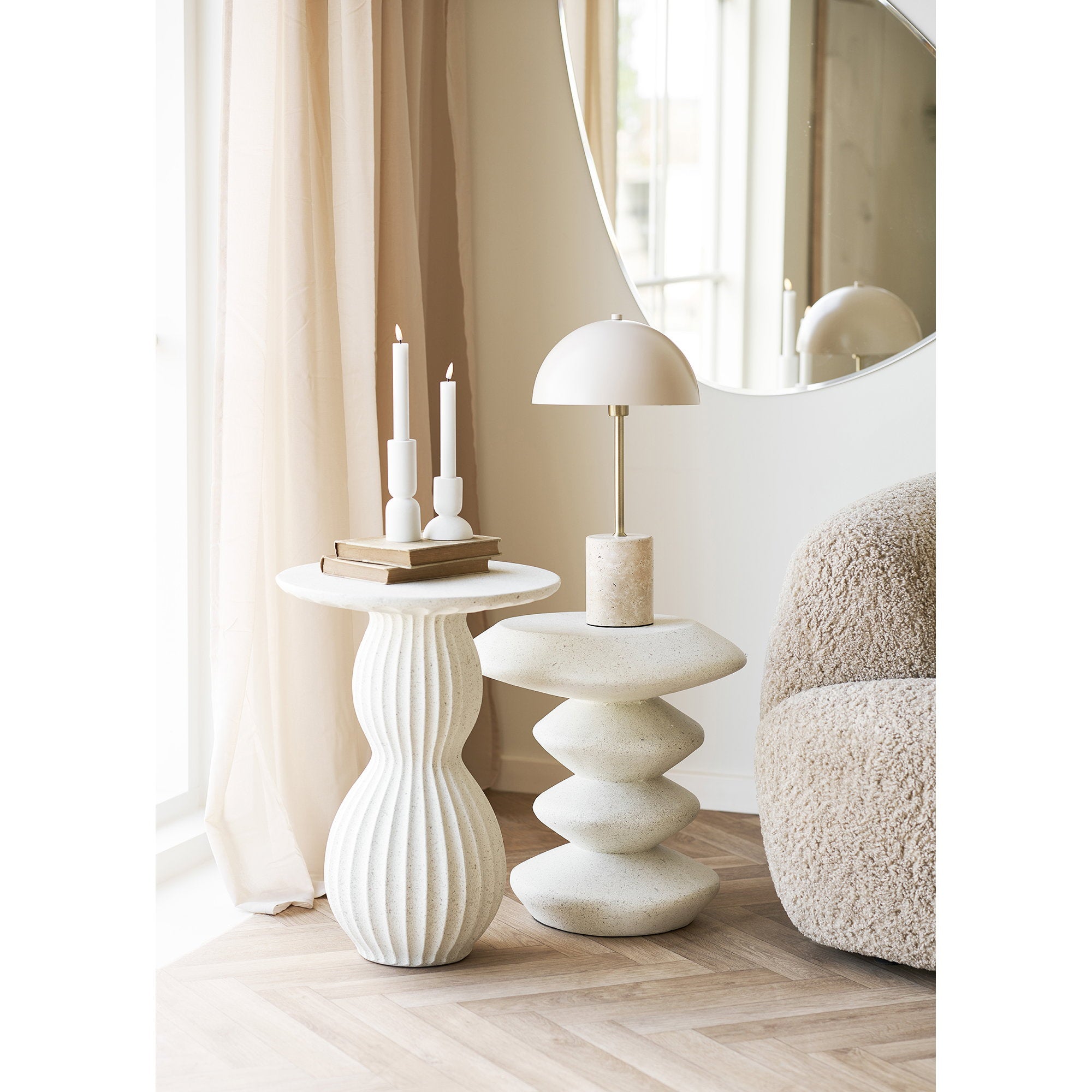 Newtown Side Table - Side table, fiberclay, white Ø40x55 cm