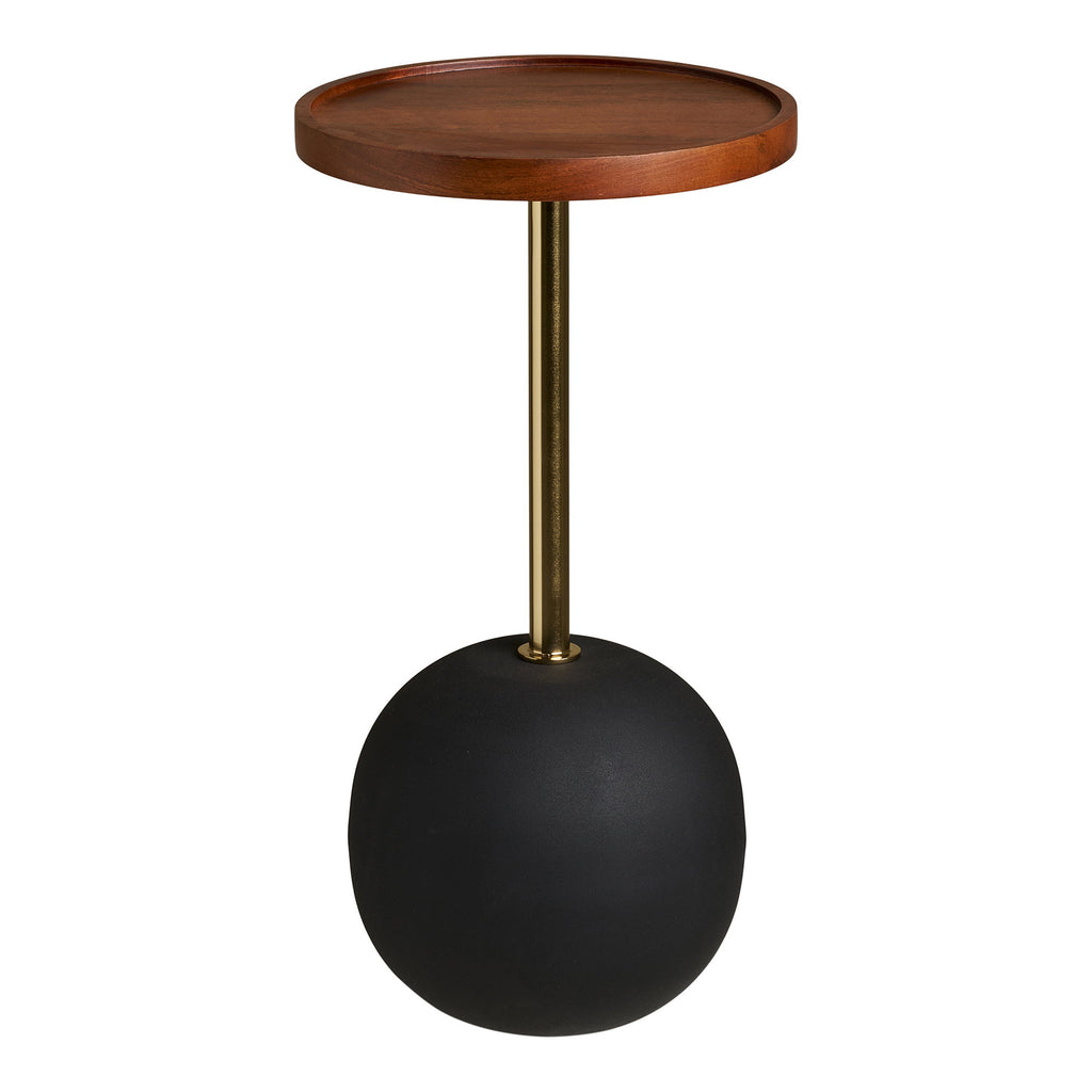 Sirone Bijzettafel - Bijzettafel, mangohout/staal, zwart, messinglook/donkerbruin Ø30x56 cm